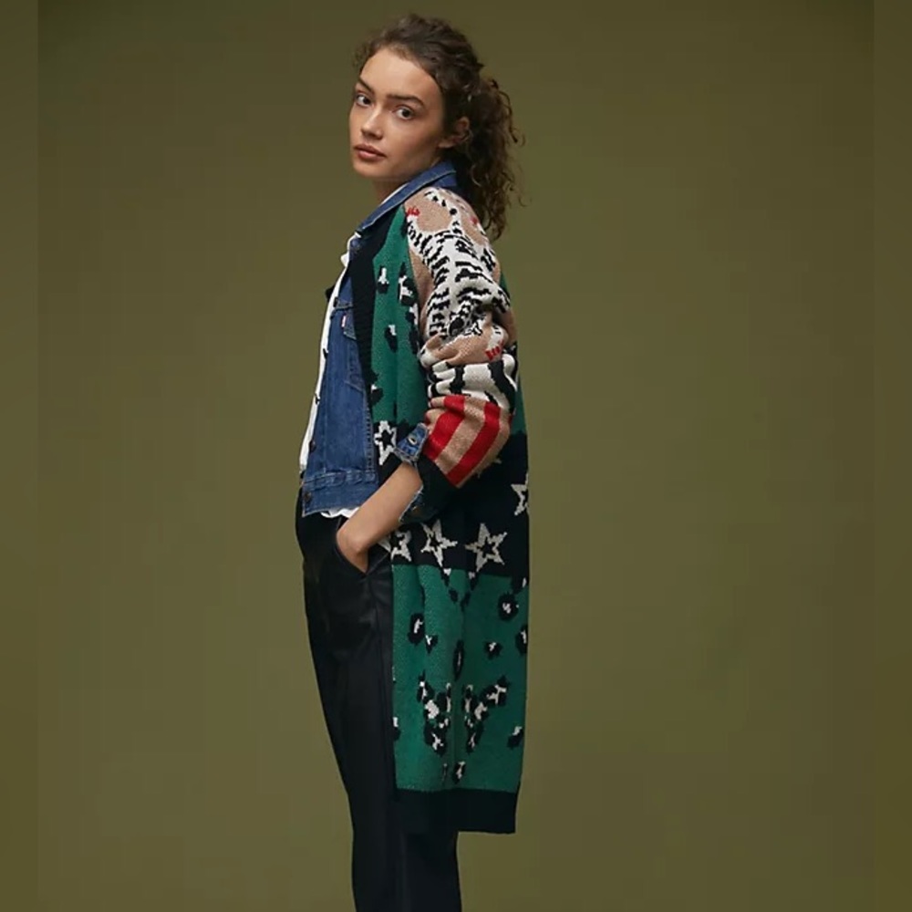 Anthropologie Vilagallo Starry Leopard Cardigan
